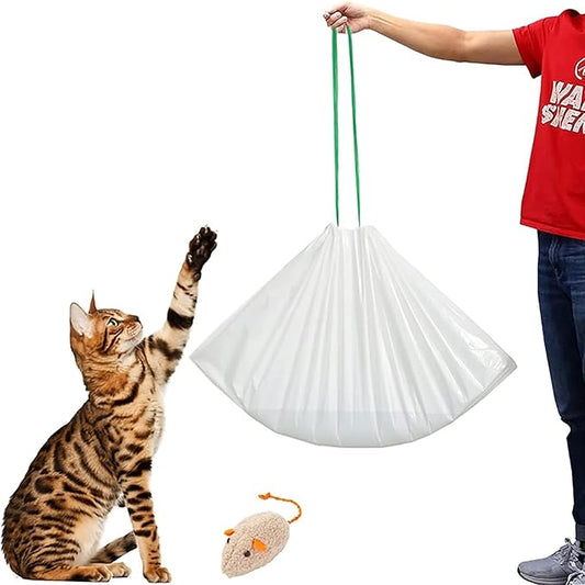 20 Count Jumbo Cat litter Box Liners, 46" x 19" Extra Large Heavy Duty Litter Pan Liner Bags with Drawstring for Pet Cat Litter Tray (Unscented)