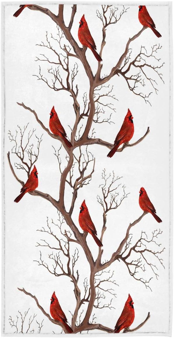 Pfrewn Northen Red Cardinals Branches Hand Towels 16x30 in Rustic Farmhouse Christmas Winter Bathroom Towel Ultra Soft Highly Absorbent Guest Towel Xmas Bathroom Decor Gifts