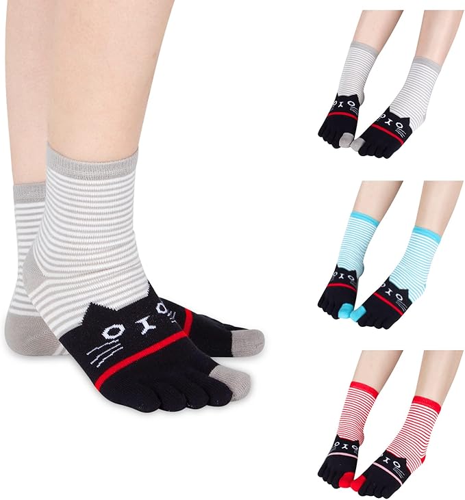Benefeet Sox Funny Toe Socks Women Five Finger Socks Girls Cute Toe Seperated Cotton Socks Running Athletic Christmas Gifts