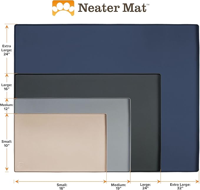 Neater Pet Brands Neater Mat Pet Mats for Food and Water, Dog Bowl Mat Waterproof Silicone, Pet Mat for Dog or Cat, Dog Food Mats for Floors Waterproof, Dog Water Mat & Dog Food Mat with Raised Edge