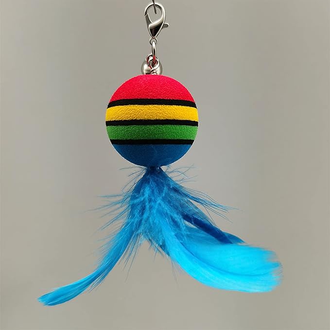 Cat Toys Interactive Cat Feather Wand , Powerful Suction Cup, 4pcs Natural Feather Teaser Replacements with Bell, for Indoor Kitty Old Cat Exercise (8pcs)