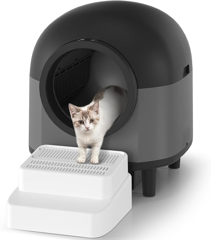 Automatic Cat Litter Box Cat Pedal Step Stool. Easy Clean Cat Litter Step Stool with Filter Function.Litter Catcher for Smart Litter Box.Adjustable 3 Steps Litter Box Ramp with Filter Function(W-B)