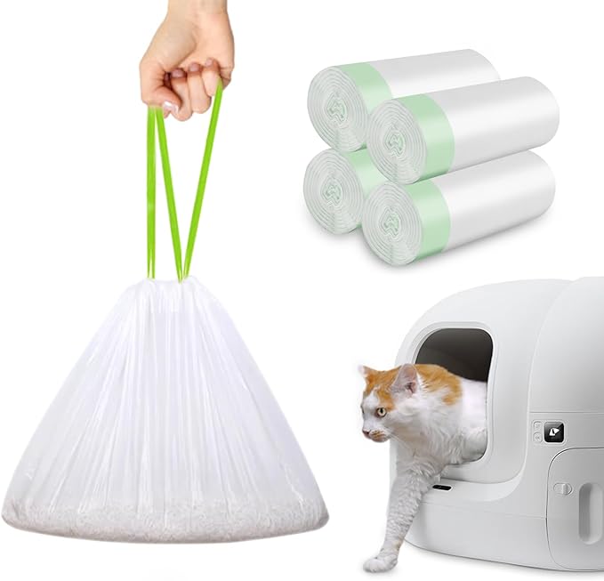 120 Pack Cat Litter Box Liners with Drawstring, Heavy Duty Cat Litter Box Liners Waste Bags Replacement