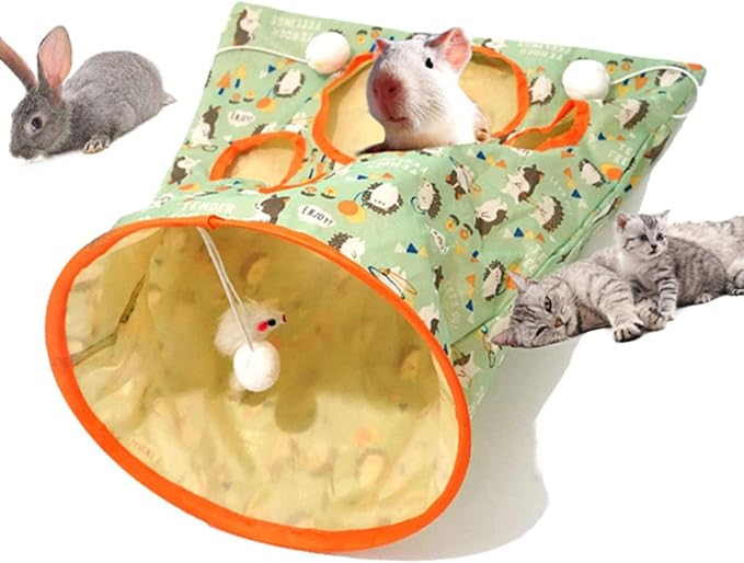 Cat Tunnel Toy,Cat Tunnel Bag for Indoor Cats,Foldable Interactive 5 Holes Crinkle Sounds Tunnel Cat Crinkle Bag for Small Medium Cat Play (Hedgehog 10x6.5x6.5cm)