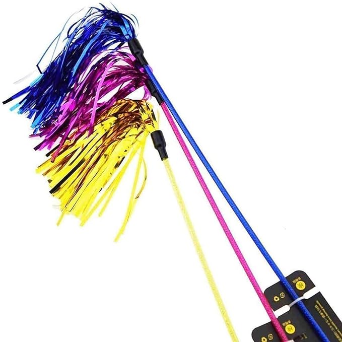 ADUCK Cat Toys Interactive Teaser Wand Toy with Tassels Worms Catcher for Cats Kitten, Random Color (1PC)
