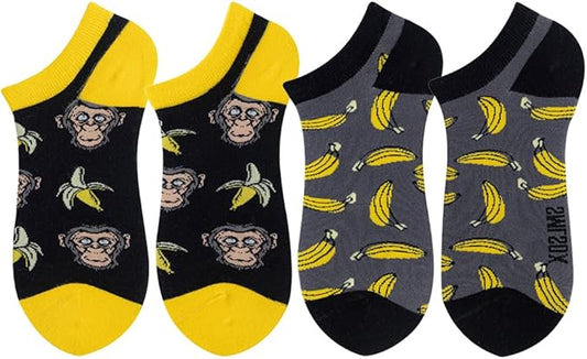 2 Pairs Funny Cartoon Animal Print Cotton Ankle Socks for Women Teens