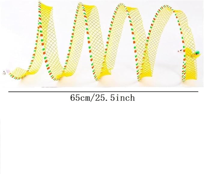 Cat Tunnel for Indoor Cats Folded Cat Tunnel Spring S-Shape Pet Entertainment Toy for Puppy, Kitty, Kitten, Rabbit (1Pack Yellow)