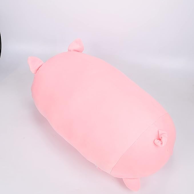 TemBe 23.6 inch Cute Large Pig Plush Stuffed Animal Pillow, Very Soft Squish Mellow Hugging Toy Gifts for Bedding, Kids Sleeping Cute Pillow (Pink Pig)