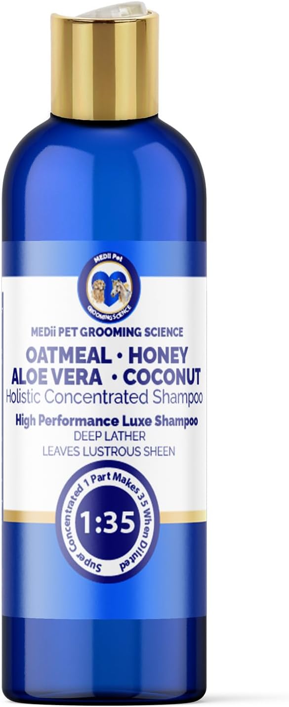 Oatmeal Aloe Honey Coconut Concentrated Shampoo - Natural Scent, Foams & Rinses Easily, 16 Oz Oatmeal Dog Shampoo for Itchy Skin, Makes 4 Gallons