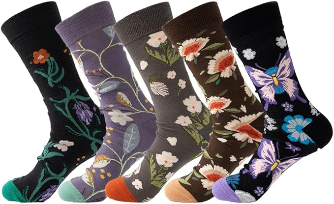 5 Pairs Cute Animal Crew Socks Fun Casual Cotton Calf Socks for Women