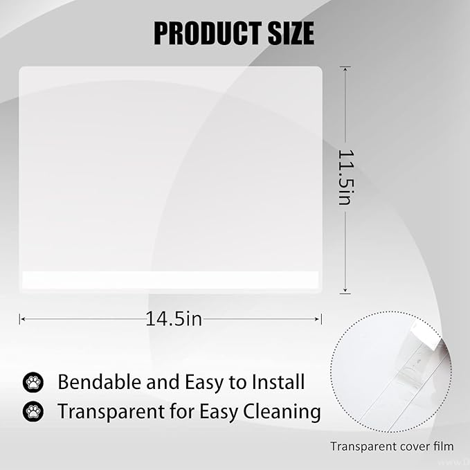 4Pcs Cat Litter Box Pee Shields,Transparent Easy Clean Litter Box Splash Guard for Open Top Litter Pan 14.5×11.5in- Litter Box Not Included