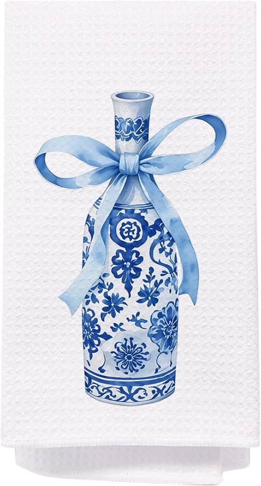 SPBL&L Chinoiserie Decor Kitchen Towels, Blue and White Chinoiserie Champagne Decorative Dish Tea Hand Towels for Bathroom, Grandmillenial Decor for Kitchen, 16x24 Inches