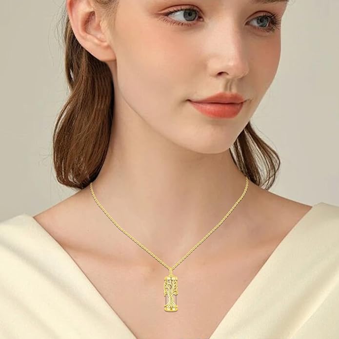 Aniu Cremation Jewelry for Ashes S925 Sterling Silver Urn Necklace Memorial Necklace for Human Ashes of Loved Ones Keepsake Pendant for Men Women