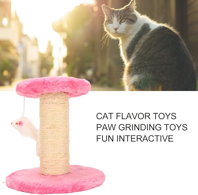 Cat Scratching Post, Grinding Claws 2 Layers Soft Plush Cat Tree Stable for Indoor (Pink)
