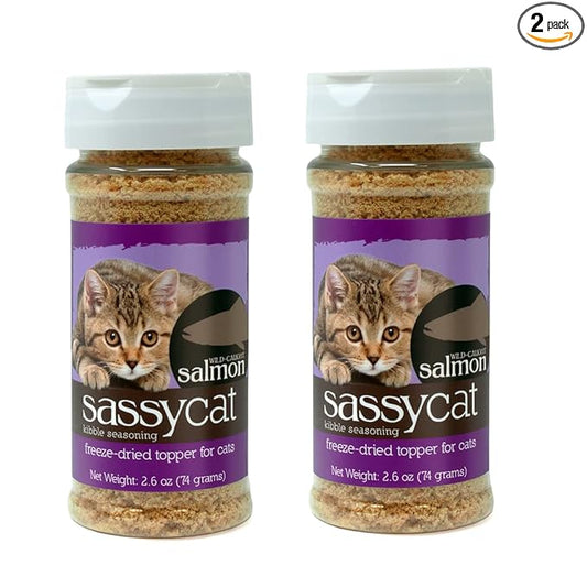 Herbsmith Sassy Cat Kibble Seasoning – Freeze Dried Salmon – Cat Food Topper for Picky Eaters [Bundle x2 Salmon]