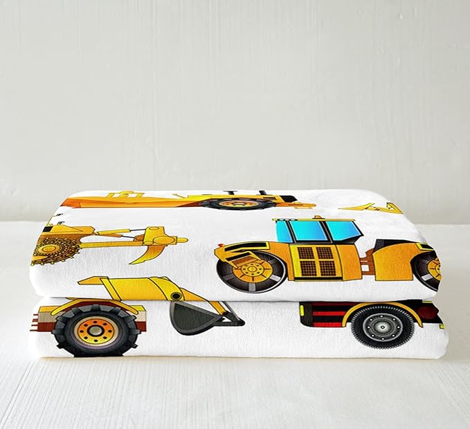 Boys Excavator Car Fleece Blanket for Bed Sofa Couch Kids Cartoon Construction Truck Sherpa Throw Blanket Son Machinery Vehicles Print Plush Blanket Soft Lightweight Fuzzy BlanketQueen 90"x90"