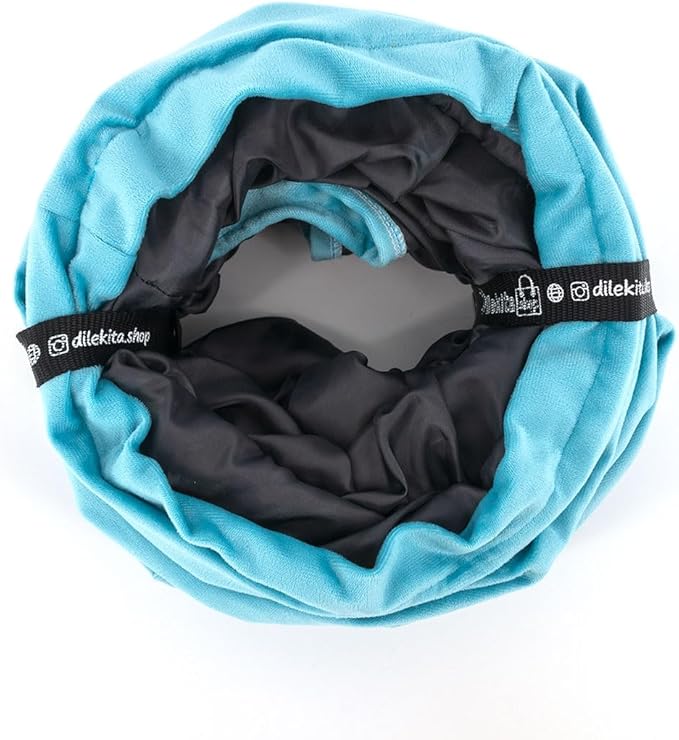 Velvet Fabric - Foldable/Collapsible - 55x8.66 Inches Cat Tunnel (Turquoise)