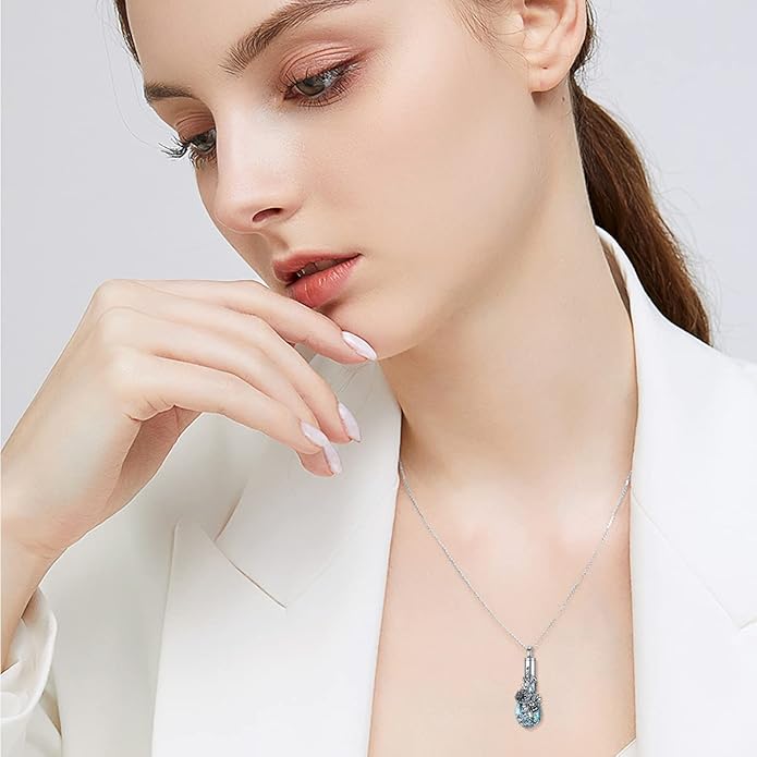 Animal Crystal Urn Necklace For Ashes Sterling Silver Butterfly Dragonfly Bee Phoenix Peacock Hummingbird Fox Angel Wing Pentagram Pentacle Cremation Necklace Heart Teardrop Urn Holder Necklaces For Women Memorial Jewelry