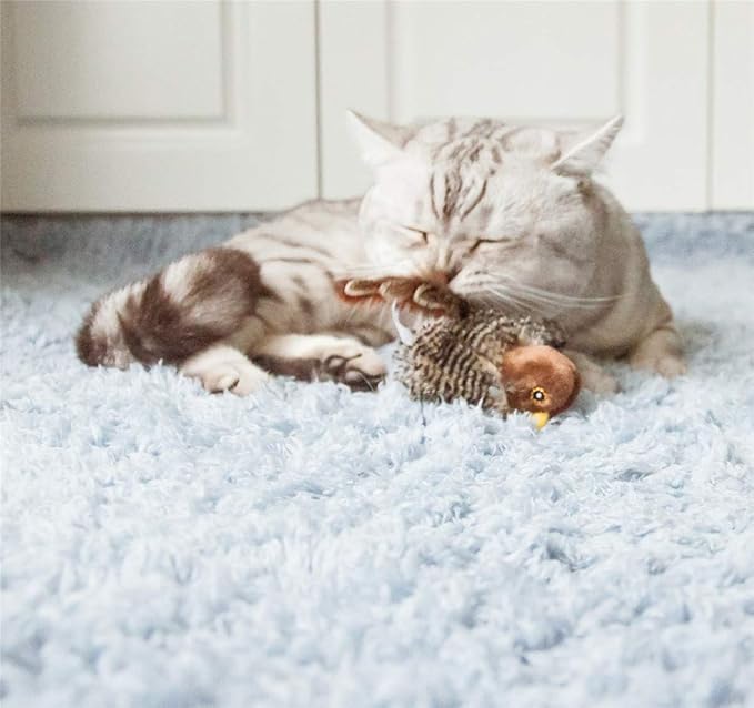 Gigwi Automatic Cat Toys Pack, Interactive Cat Toys Electronic Squeaky Animals Bird/Cricket/Mouse Sounds, Plush Toys for Cats to Play Alone, Play and Squeak Cat Toys for Indoor Cats Boredom,3 Pcs