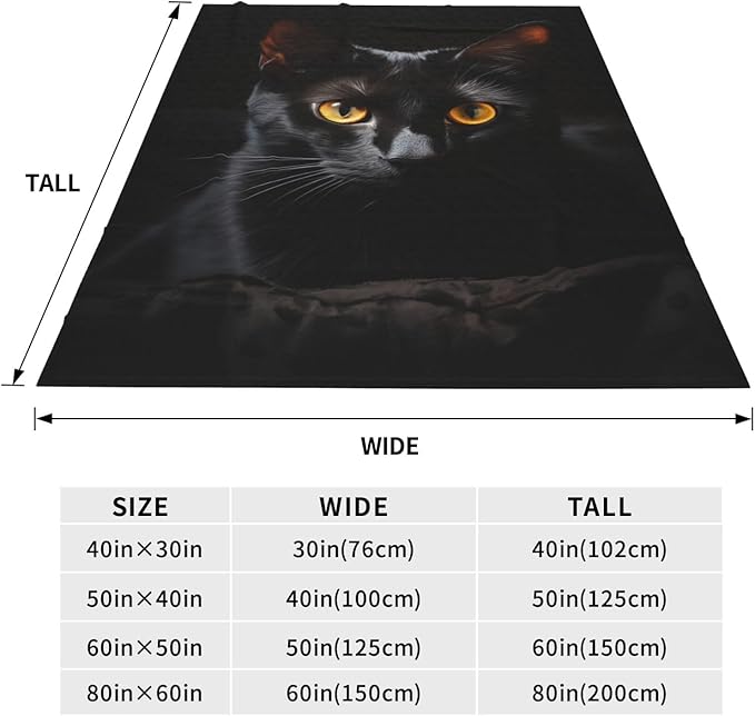 Cute Black Cat Blanket Gifts for Cat Lovers Grils Women Animal Kitten Flannel Throw Blankets for Home Couch Bed Sofa Soft Fuzzy Lightweight Decor Adults All Season 60x50 Inches