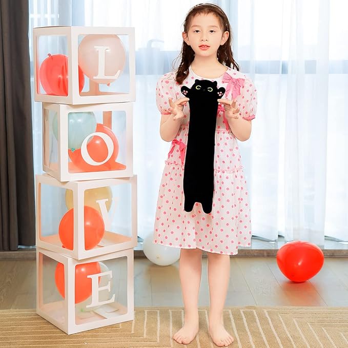 Long Plush Black Cat Toy Kids Plush Toy Pillow Hugging Pillow Cute Plush Cat Stuffed Animal Toy Gift for Kids(Black, 50cm/19.6in)