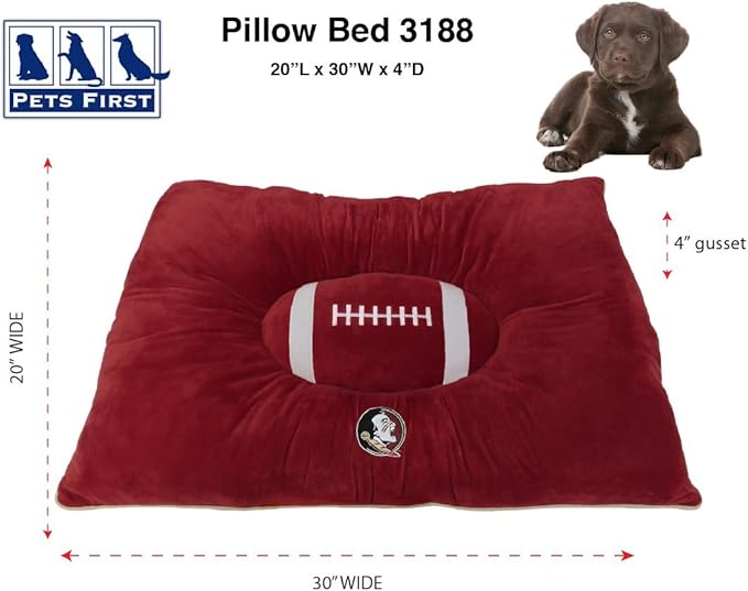 Pets First NCAA PET BED- Florida State Seminoles Soft & Cozy Plush Pillow Bed. - Sports Dog Bed. Cuddle, Warm Collegiate Mattress Bed for Cats & Dogs