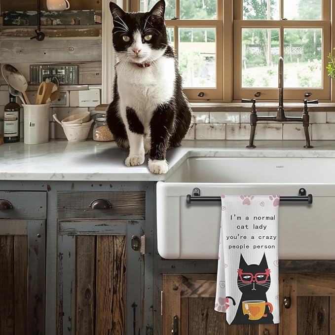 Crazy Cat Lady Gifts,Cat Towel,Cat Kitchen Towels,Cat Hand Towel,Cat Dish Towels,Black Cat Decor,Cat Kitchen Accessories,Gifts for Cat Lovers for Women-Perfect for Decorating Your Kitchen and Bathroom
