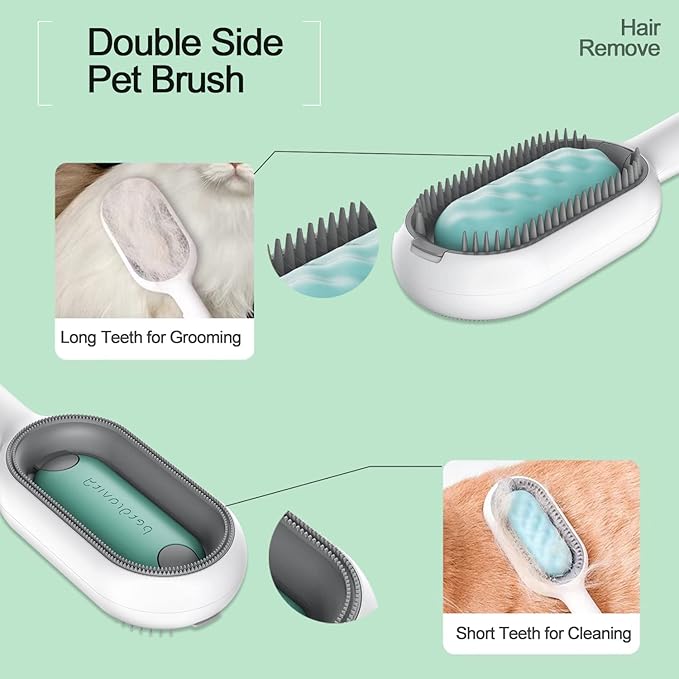 3 in 1 Grooming Kit: Shedding Brush, Fur Remover for Furniture, Self-Cleaning Comb for Deshedding Pet Hair
