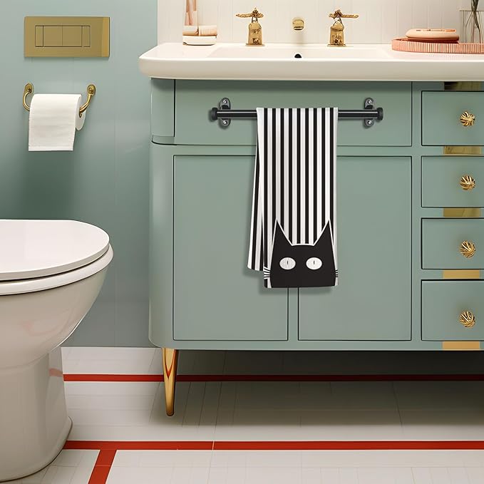 Cat Towels,Cat Kitchen Towels,Cat Dish Towels,Cat Hand Towel,Cat Kitchen Accessories,Black Cat Decor,Decorative Kitchen Towels,Black Cat Gifts for Women,Funny Kitchen Towels-Cat Lover Gifts for Women