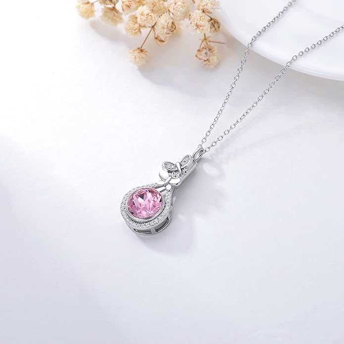 AOBOCO Butterfly Urn Necklace for Ashes 925 Sterling Silver Butterfly Cremation Jewelry Memorial Keepsake Pendant with 12 Months Birthstone Crystal from Austria