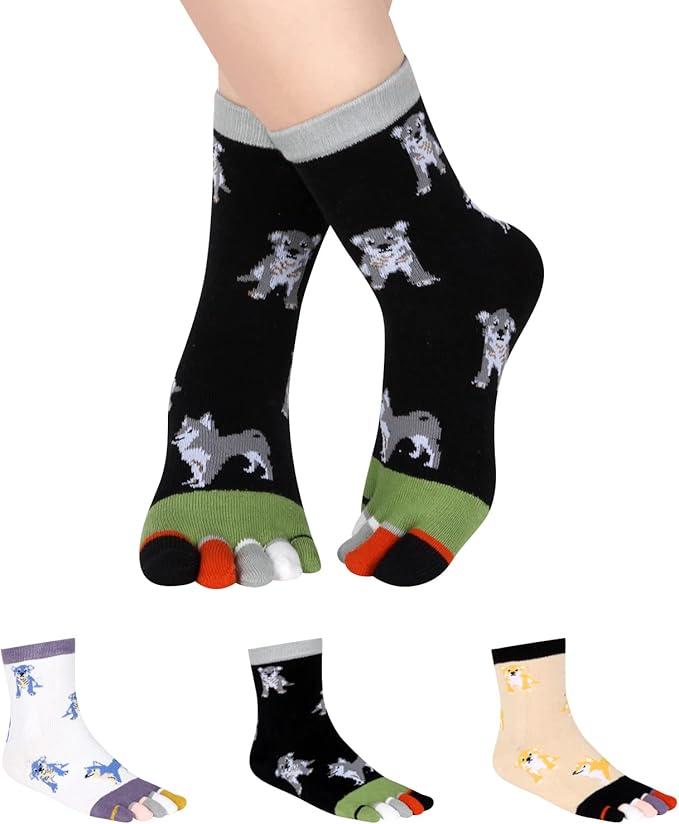 Benefeet Sox Toe Socks Women Men Cute Cat Five Finger Socks for Girls Colorful Cotton Ankle Athletic Running Socks with Toes