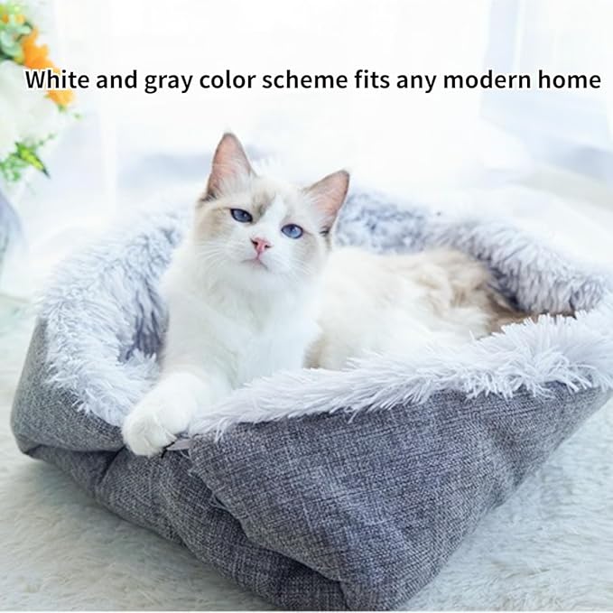 Cat Beds Small Dog Bed, Self Warming Cat Dog Mat Washable Warm Fluffy Pet Pad Calming Cushion Soft Kitty Bed for Indoor Outdoor Crate Pets Cat Small Dog Sleeping (Grey)