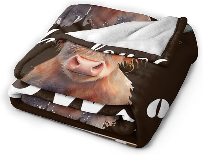 Highland Cow Blanket Cute Cow Print Plush Throw Blanket Super Soft Cozy Warm Fleece Just A Girl Who Loves Cows Bedding Blanket Gifts for Kids Girls Boys Women 50"X60"