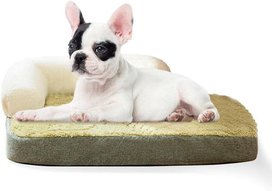 Small Medium Dog Bed, Washable Dog Bed with Removable Cover and Nonskid Bottom, Fuzzy Warm Dog Bed Indoor with Neck Pillow for Dog Cat Sleeping, 30x20 Inches