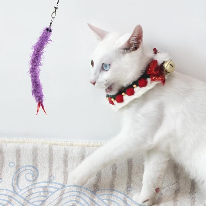 SONGWAY Cat Worm Toy Refills - 12Pcs Cat Teaser Wand Toys Replacement, Cat Wand Attachments,Cat Feather Toys, Cat Toy Accessories