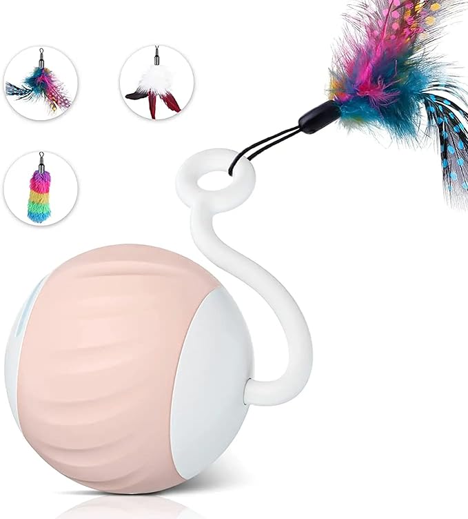 Turbo Tail Cat Toy Interactive Cat Balls Cat Toys For Indoor Cats, Turbo Tail Mouse Cat Toy With LED Rainbow Lights Feathers & USB Charging Cable, Touch Control And Sound Control Smart Cat Ball Toy