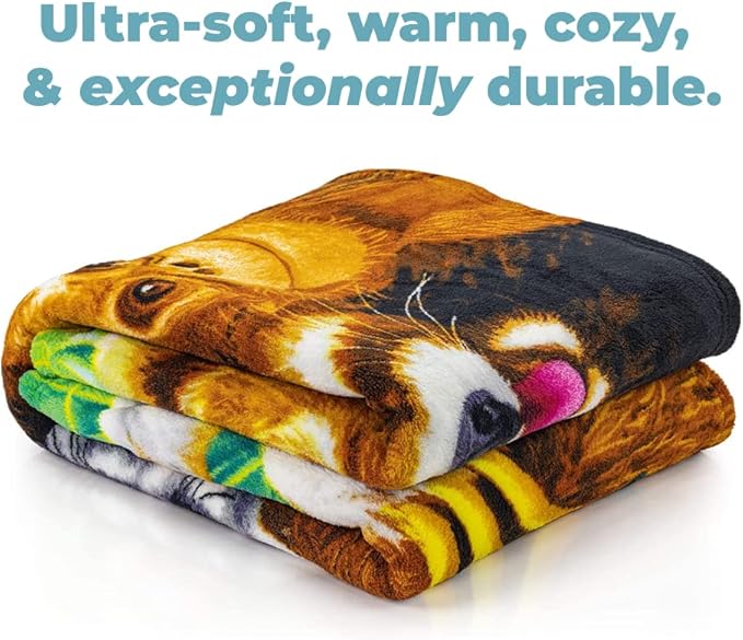 Dawhud Direct 50x60-Inch Fleece Throw Blanket - Panda and Zoo Animals Blanket for Adults and Kids - Soft and Cozy for Bed, Couch, or Travel - Thoughtful Gift for Animal Lovers