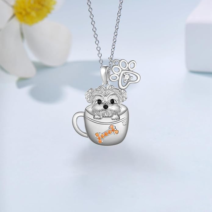 Black Cat/Pug/Boston Terrier/Capybara/Yorkie/Beagle/Maltese/Corgi Necklace 925 Sterling Silver Cute Animal Jewelry for Women