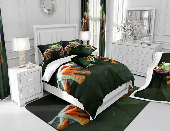 Frog Fleece Throw Blanket Javan Tree Frog Plush Blanket for Sofa Couch Bed Flying Frog Sherpa Blanket 3D Wild Animal Pattern Fuzzy Blanket Green Room Decor Baby 30x40 Inch