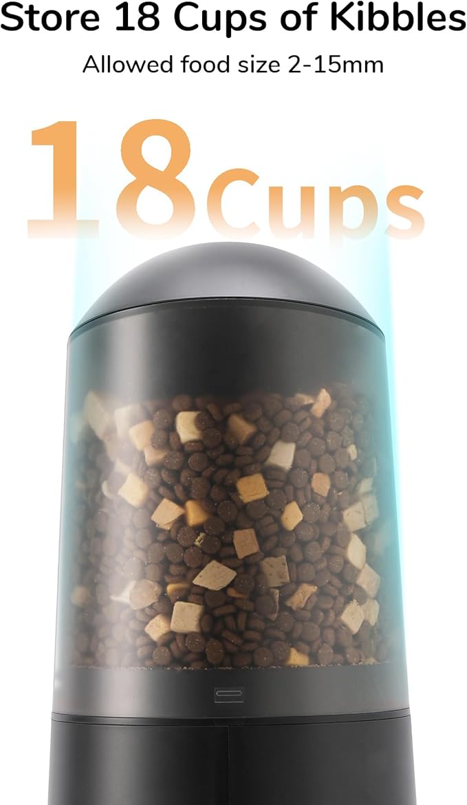 FUKUMARU Automatic Cat Feeder, 2 in 1 Automatic Pet Feeders with Camera and Audio, Support DIY Meals and Timed Control WiFi Cat Food Dispenser, Suit for Cat and Dog