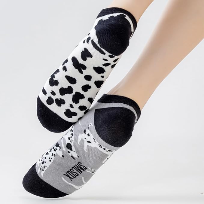 2 Pairs Funny Cartoon Animal Print Cotton Ankle Socks for Women Teens