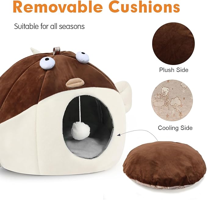 Vanansa Cat Bed for Indoor Cats, Soft Premium Pet Bed, Available in All Seasons,No Deformation, Anti-Slip Bottom, Great Medium Cat Houses for Indoor Cats, Roomy Cat Tent for Indoor Cats(L, 18" x 15")