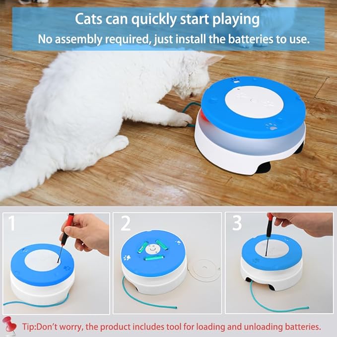 LASOCUHOO Cat Toys, Interactive Cat Toys for Indoor Cats, Automatic Cat String Toy for Cat Exercise, Fit for Most Cats (Blue)