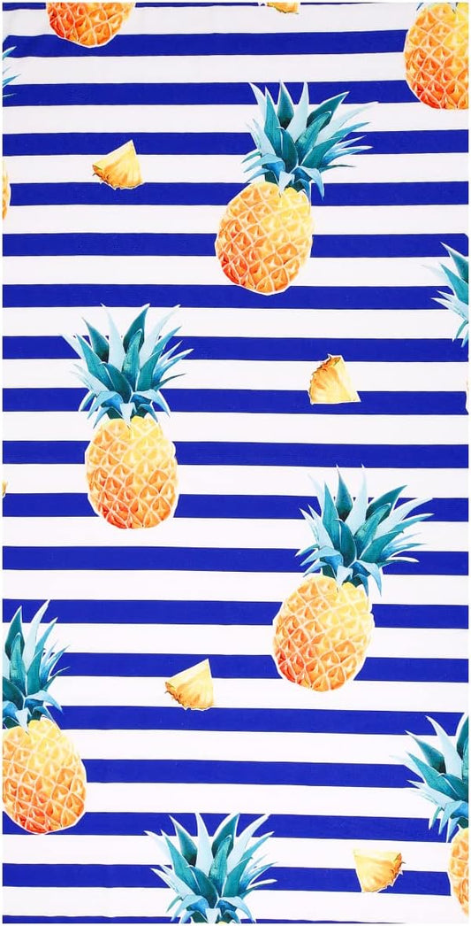 LIVILAN Oversized Striped Pineapple Beach Towel for Women Girls, 30”x60” Microfiber Thin Lightweight Super Absorbent, Quick Dry Sand Free Clearance Towel Pineapple Gifts