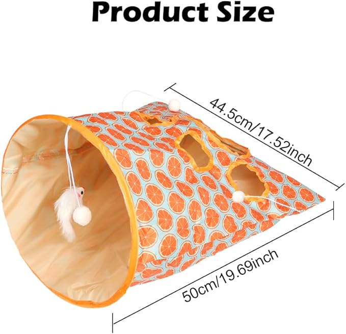 LOQJSS Cat Tunnel Bag Tunnel Bag for Cats Kitty Pet Collapsible Tunnel Crinkle Sack Bag Cat Tunnel Play Cat Drill Bag Self Hide and Seek Play for Indoor Cat Cave Toy (Color:Orange)