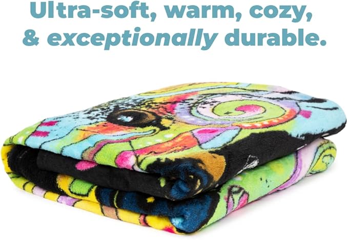 Dawhud Direct 50 x 60 Inch Pitbull Fleece Blanket Throw with Dean Russo Dog Art - Soft and Colorful Pitbull Blankets for Adults, Kids, Bed Couch Sofa Travel - Thoughtful Gift for Dog Lovers