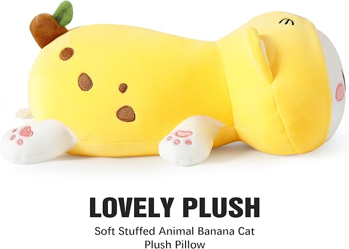 Onsoyours Cute Kitten Banana Cat Plush Toy Stuffed Animal Kitty Soft Banana Plushie Pillow for Kids (Banana Cat, 12")