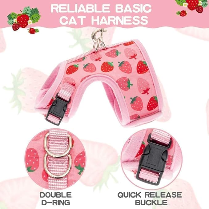 BINGPET Cat Harness with Leash Escape Proof - Fashionable Mesh Cat Dog Walking Harness Leads, Adjustable for Kitties Puppies Small Animals