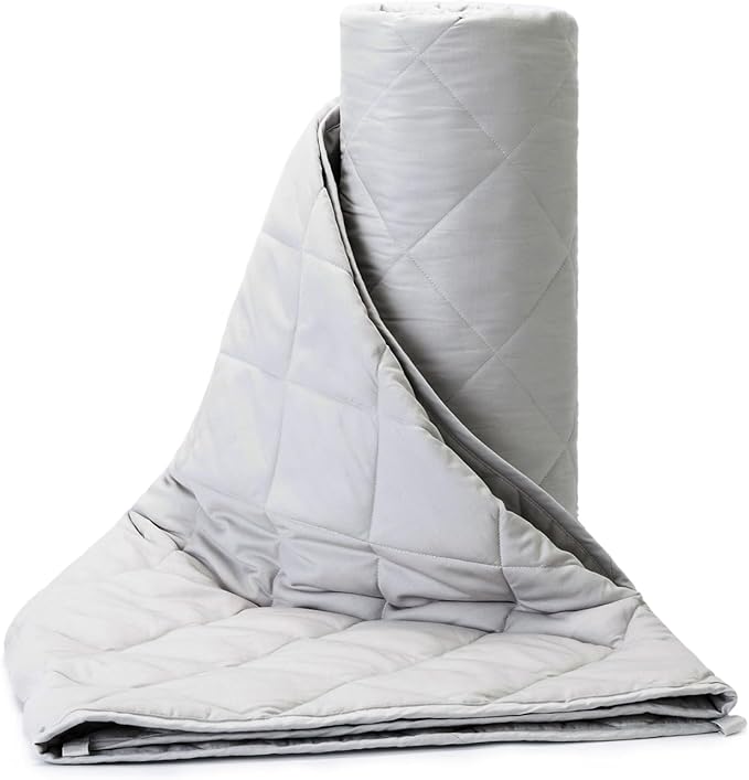 Sivio Weighted Blanket - 100% Cotton Heavy Blanket 7lbs, 41 x 56 inches, Breathable Soft Throw Blanket for Calm Sleeping for Home and School Nap, Solid Grey