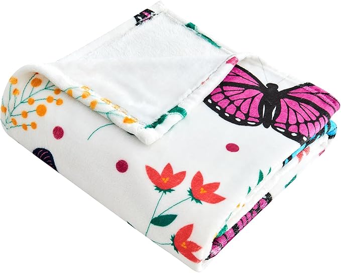 JameswishButterfly Throw Blanket for Girls Women Watercolor Butterfly Blanket Soft Fuzzy Flannel Bed Blanket Plush Butterfly Birthday Gifts for Women Girls Mom Kids Adults,50”x60”